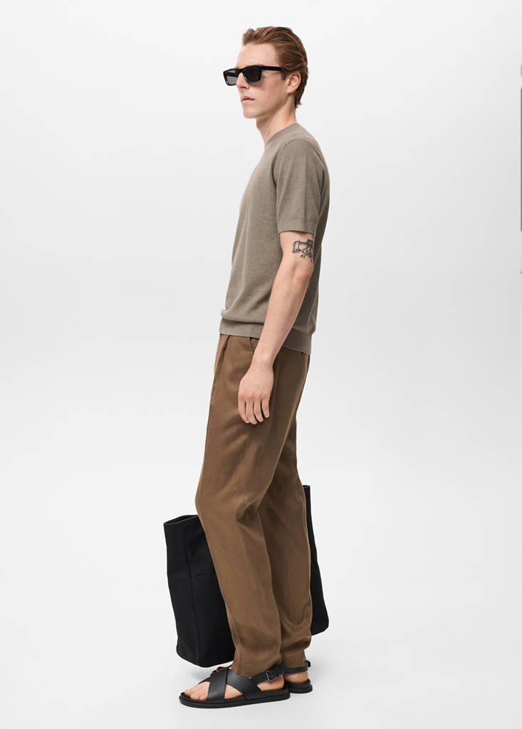 Ribbed  knit t-shirt — Dark Green