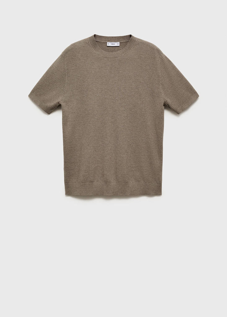 Ribbed  knit t-shirt — Dark Green