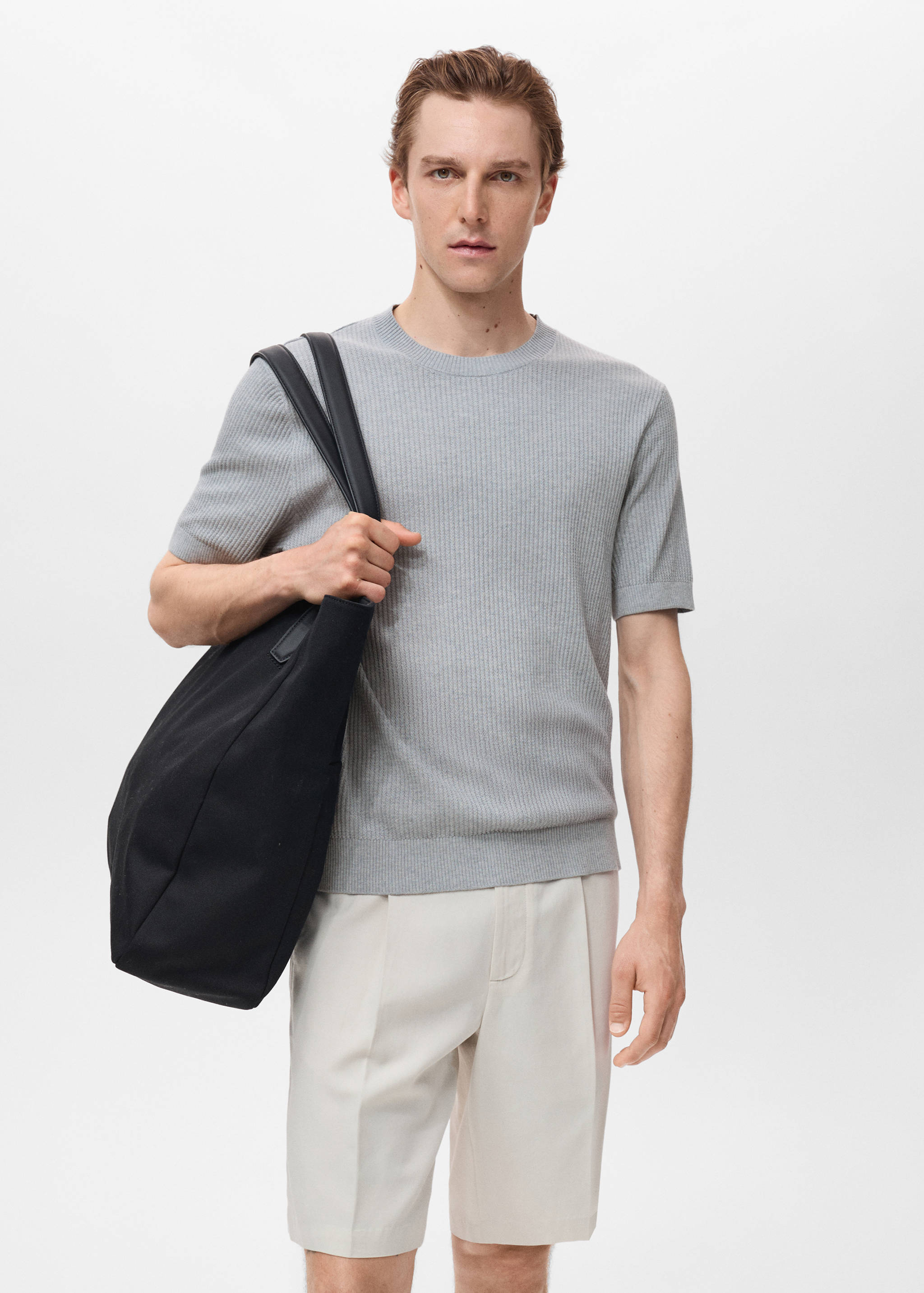 Ribbed  knit t-shirt - Medium plane