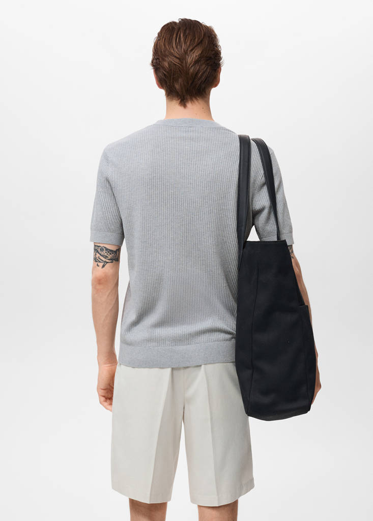 Ribbed  knit t-shirt — Sky Blue