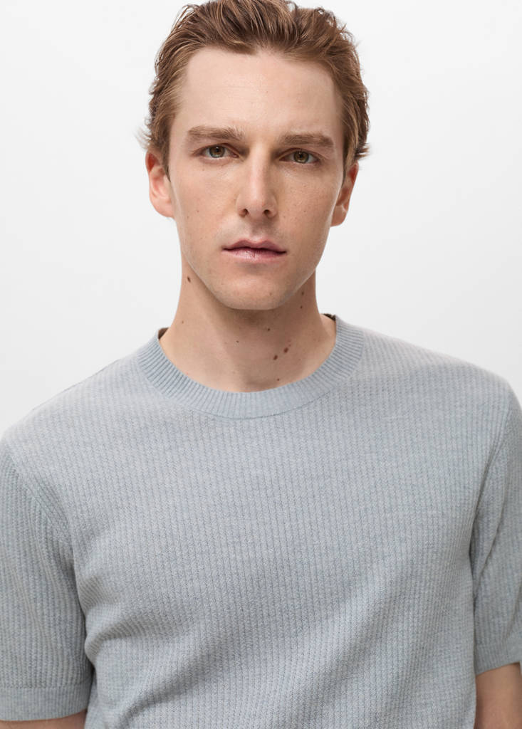Ribbed  knit t-shirt — Sky Blue