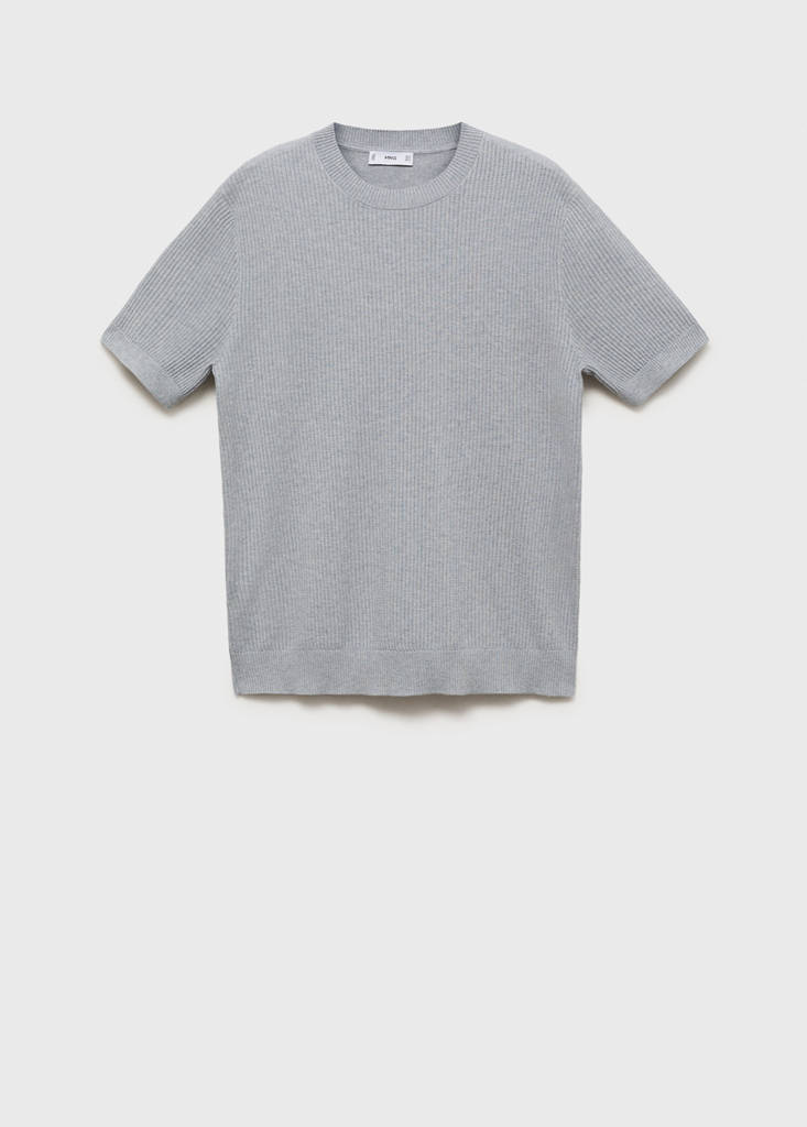 Ribbed  knit t-shirt — Sky Blue