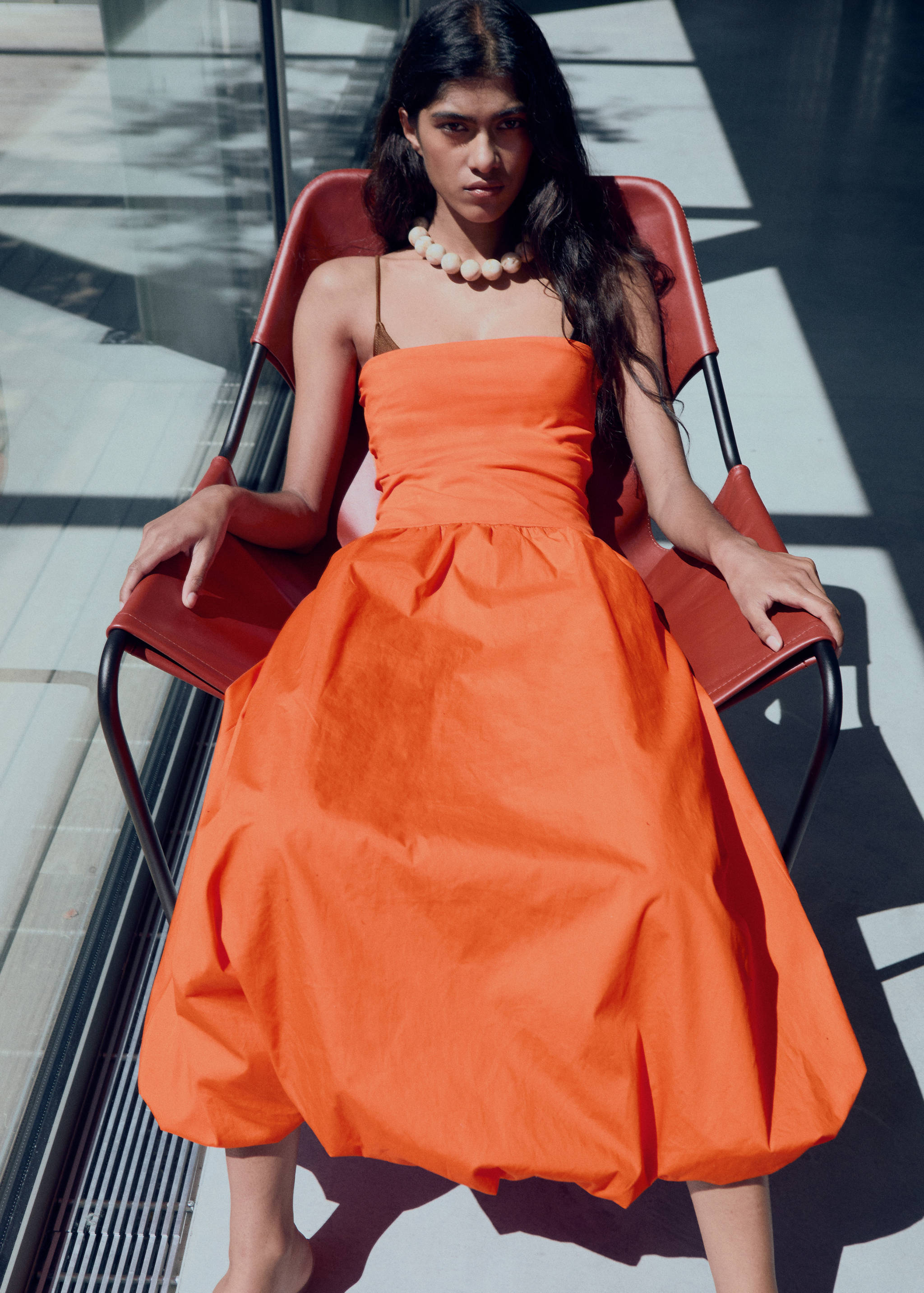 Combined knitted balloon dress - Medium plane