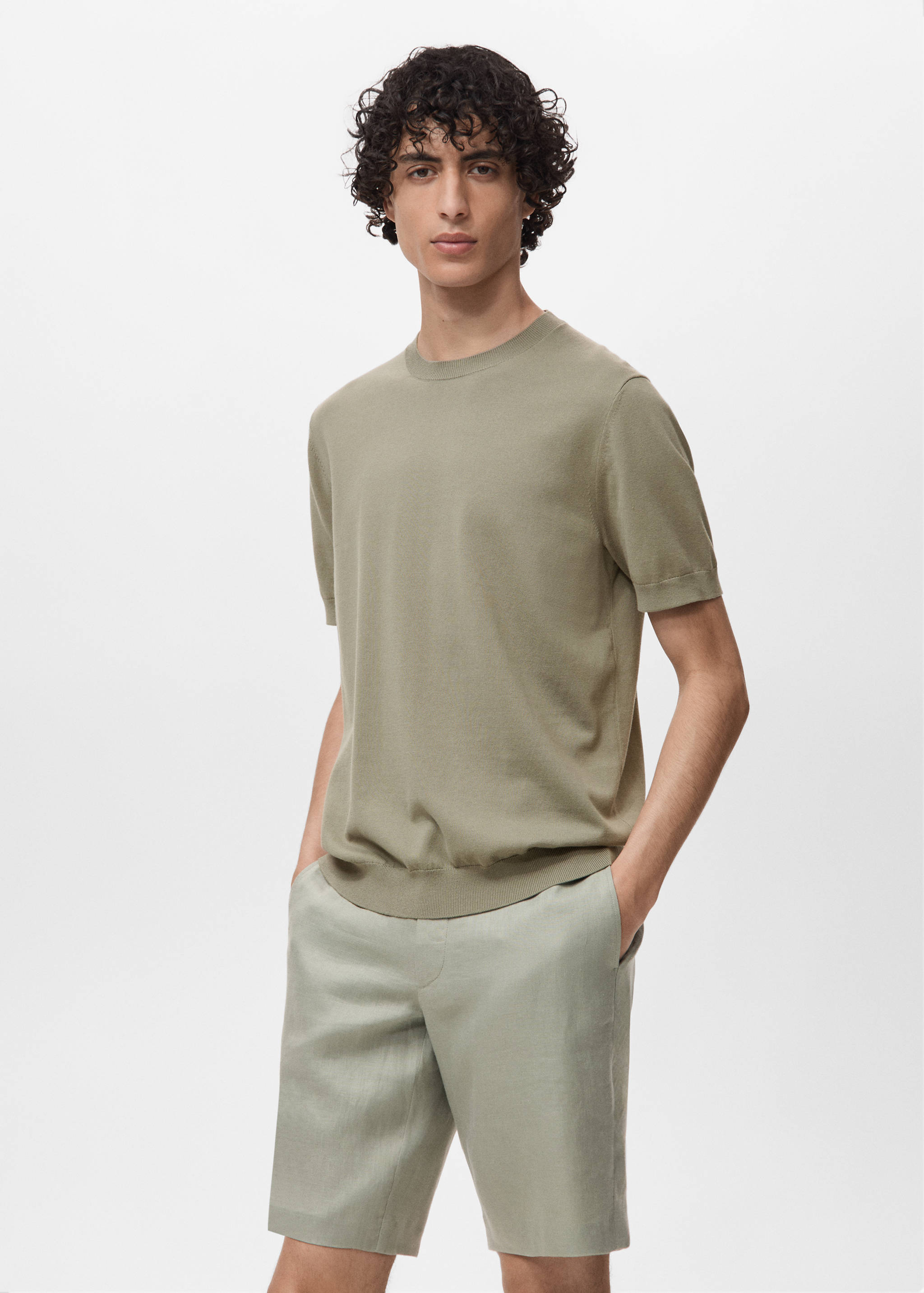 T-shirt maille fine coton - Plan moyen