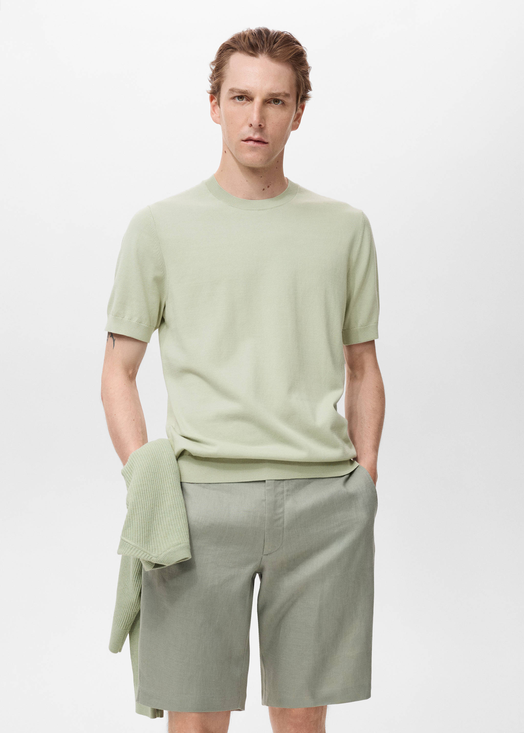 T-shirt maille fine coton - Plan moyen