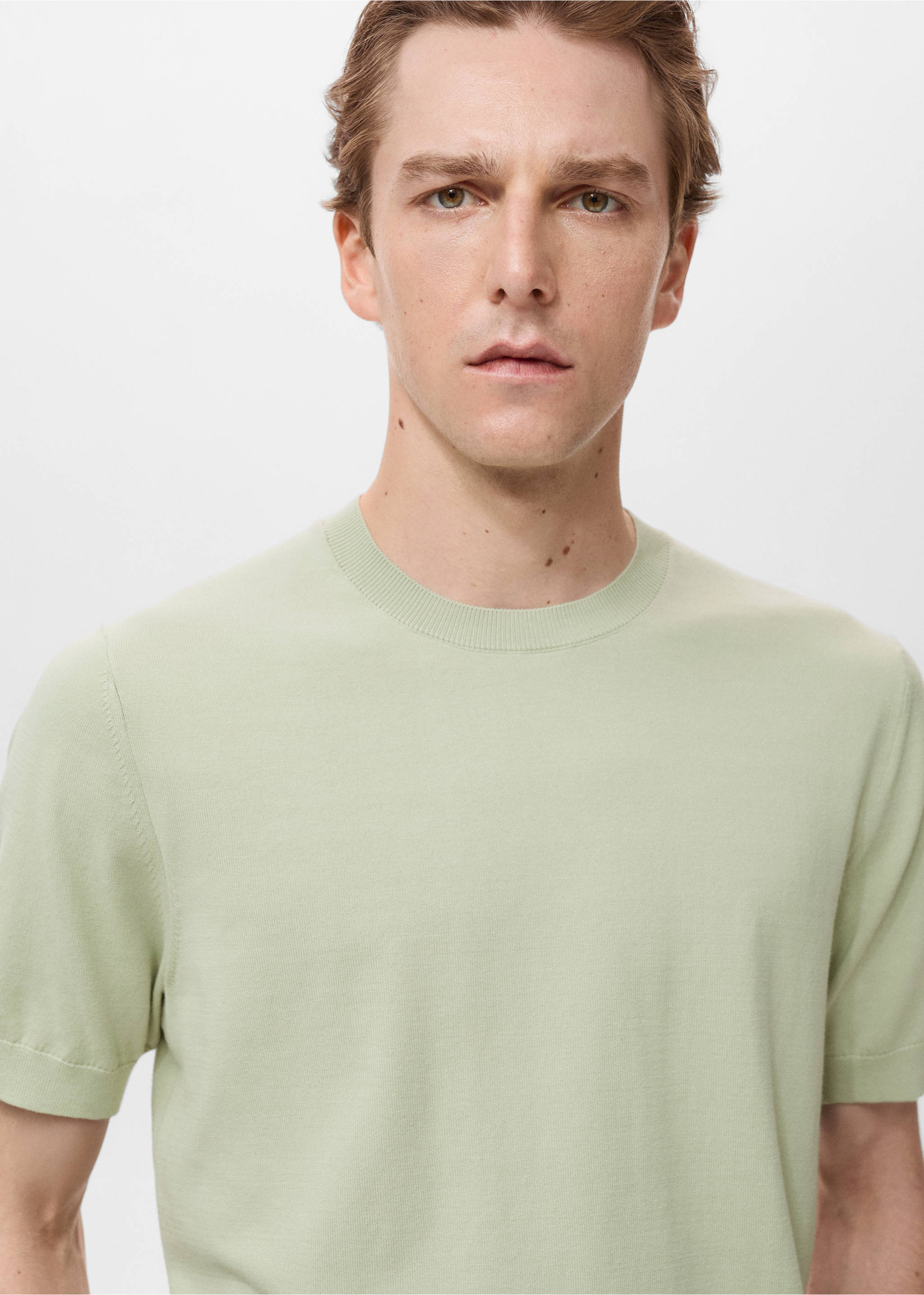 Хлопковая футболка из тонкого трикотажа - Деталь изделия 1, Яблочно-зеленый. Ref: 17061245-00.