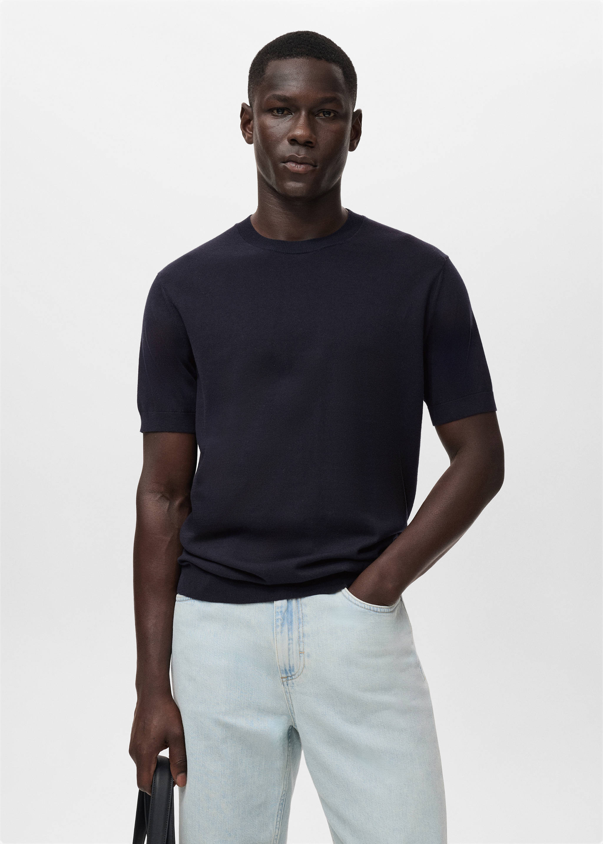 T-shirt maille fine coton - Plan moyen