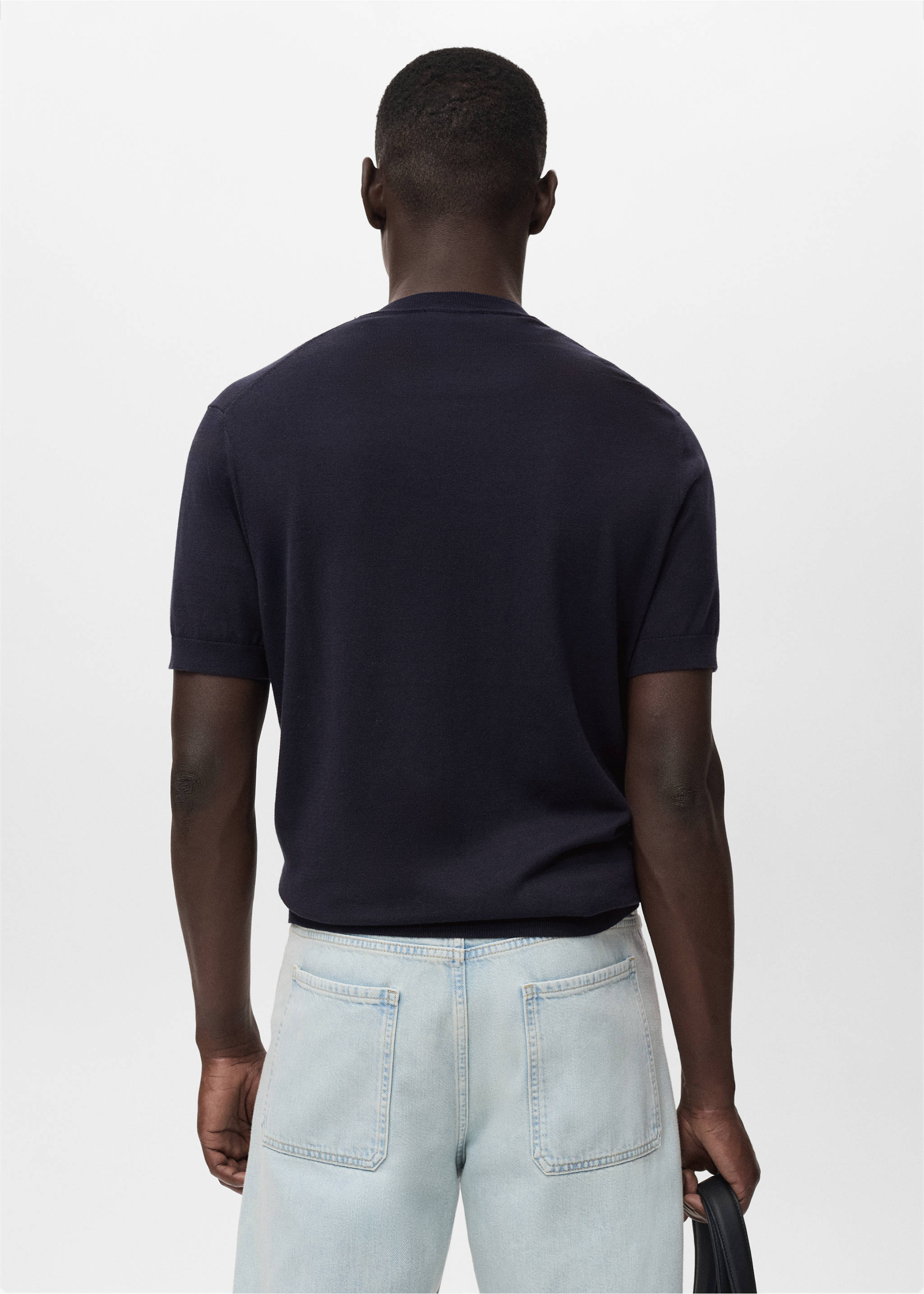 Хлопковая футболка из тонкого трикотажа - Обратная сторона изделия, Синяя ночь. Ref: 17061245-01.