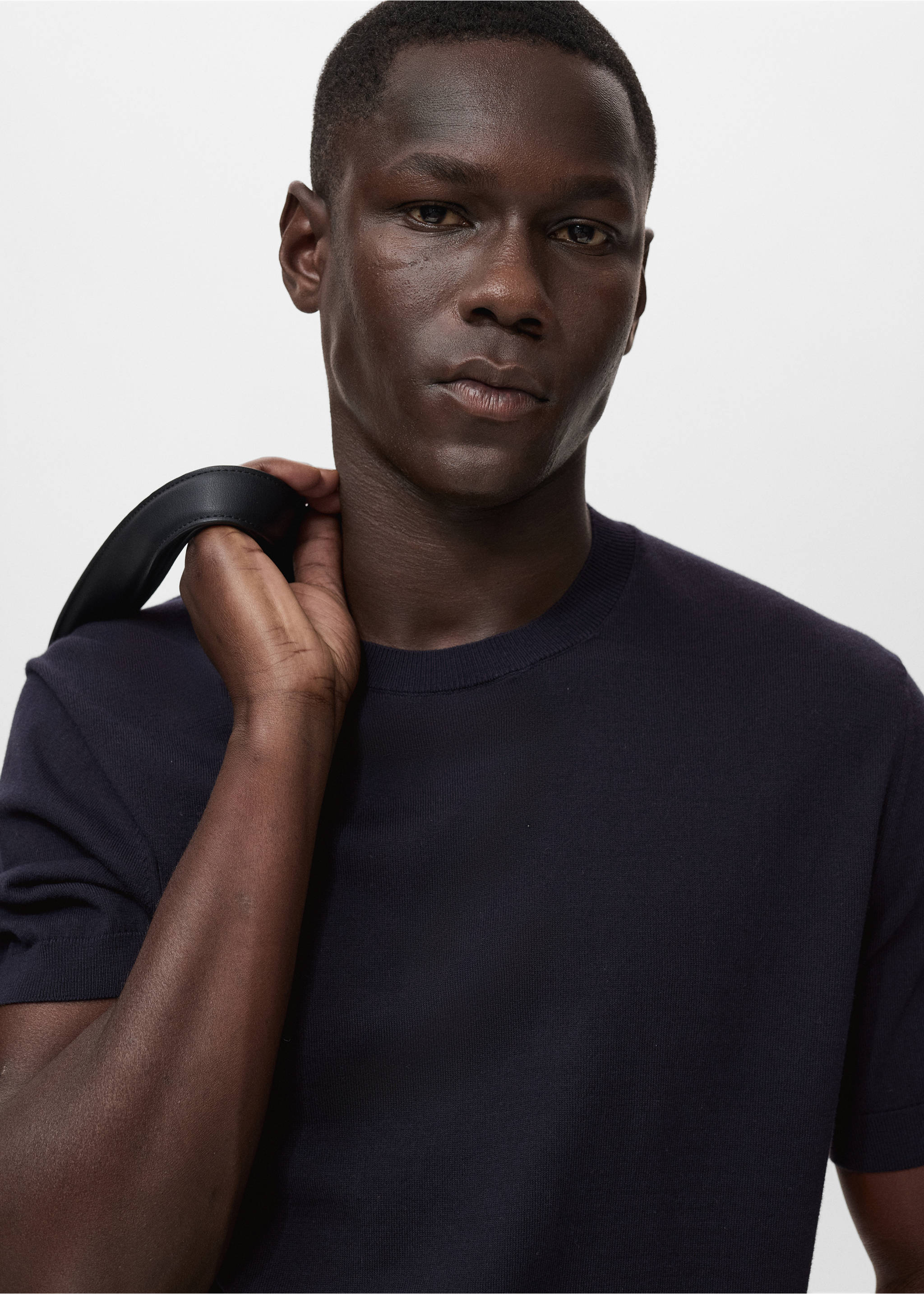 Хлопковая футболка из тонкого трикотажа - Деталь изделия 1, Синяя ночь. Ref: 17061245-01.