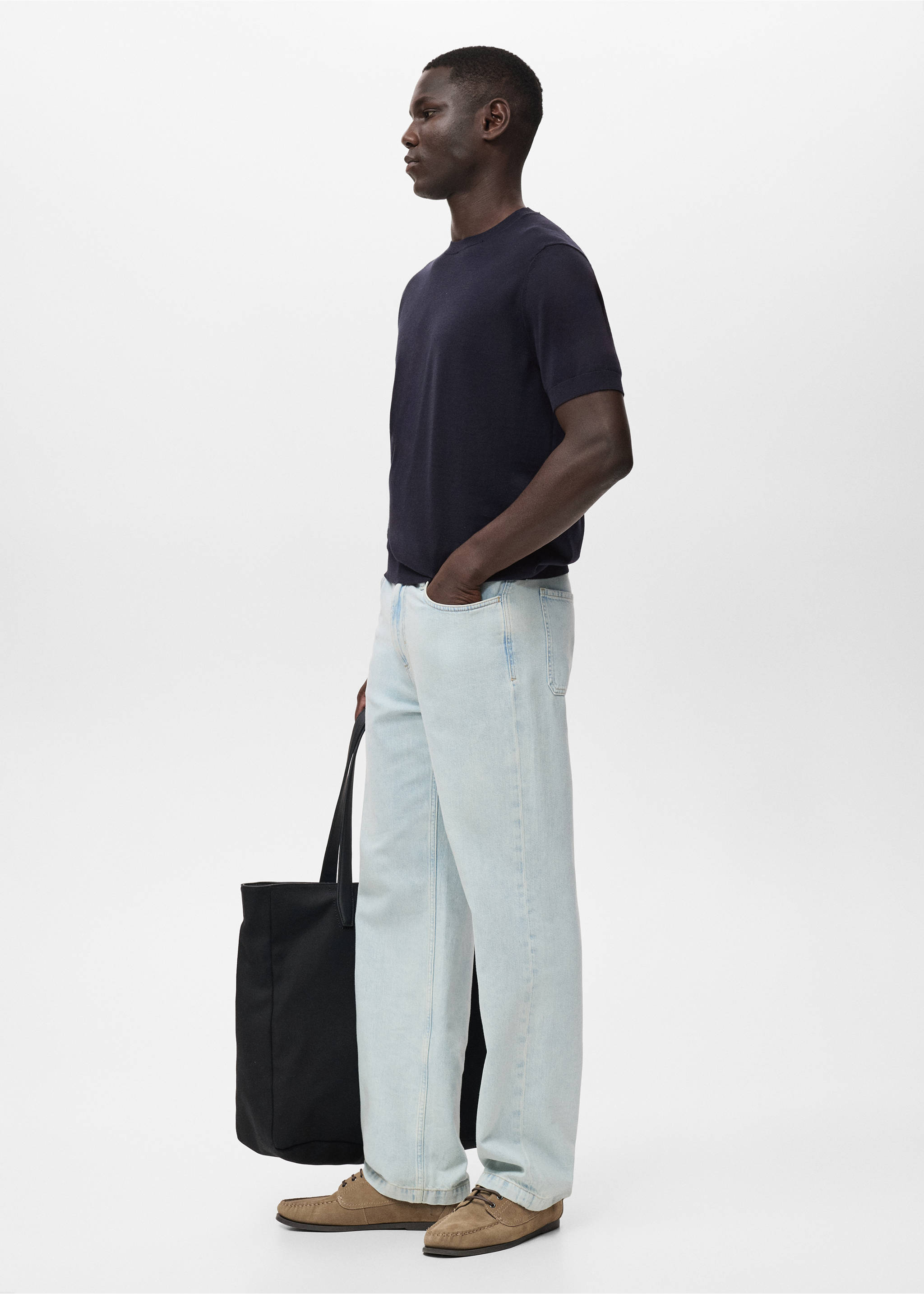 Хлопковая футболка из тонкого трикотажа - Деталь изделия 2, Синяя ночь. Ref: 17061245-01.