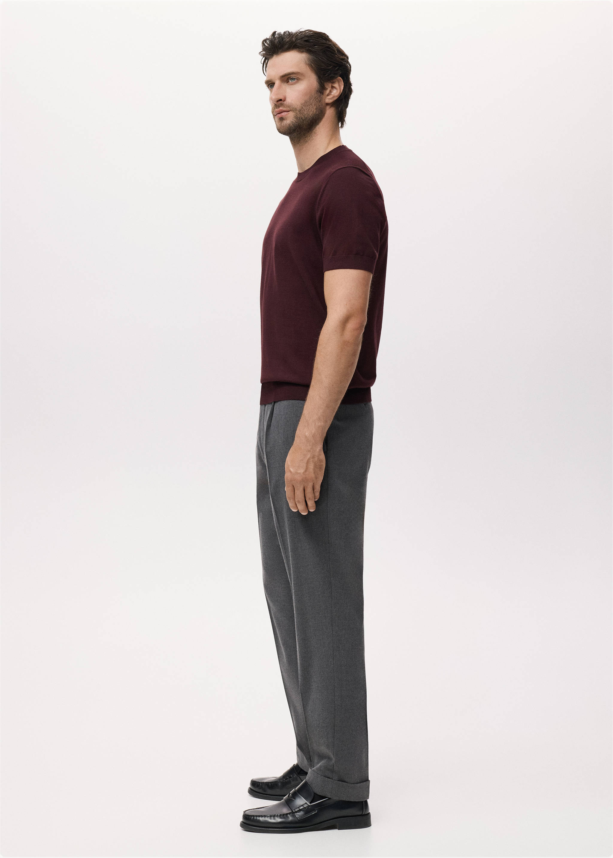 Хлопковая футболка из тонкого трикотажа - Деталь изделия 2, Бургундия. Ref: 17061245-00.