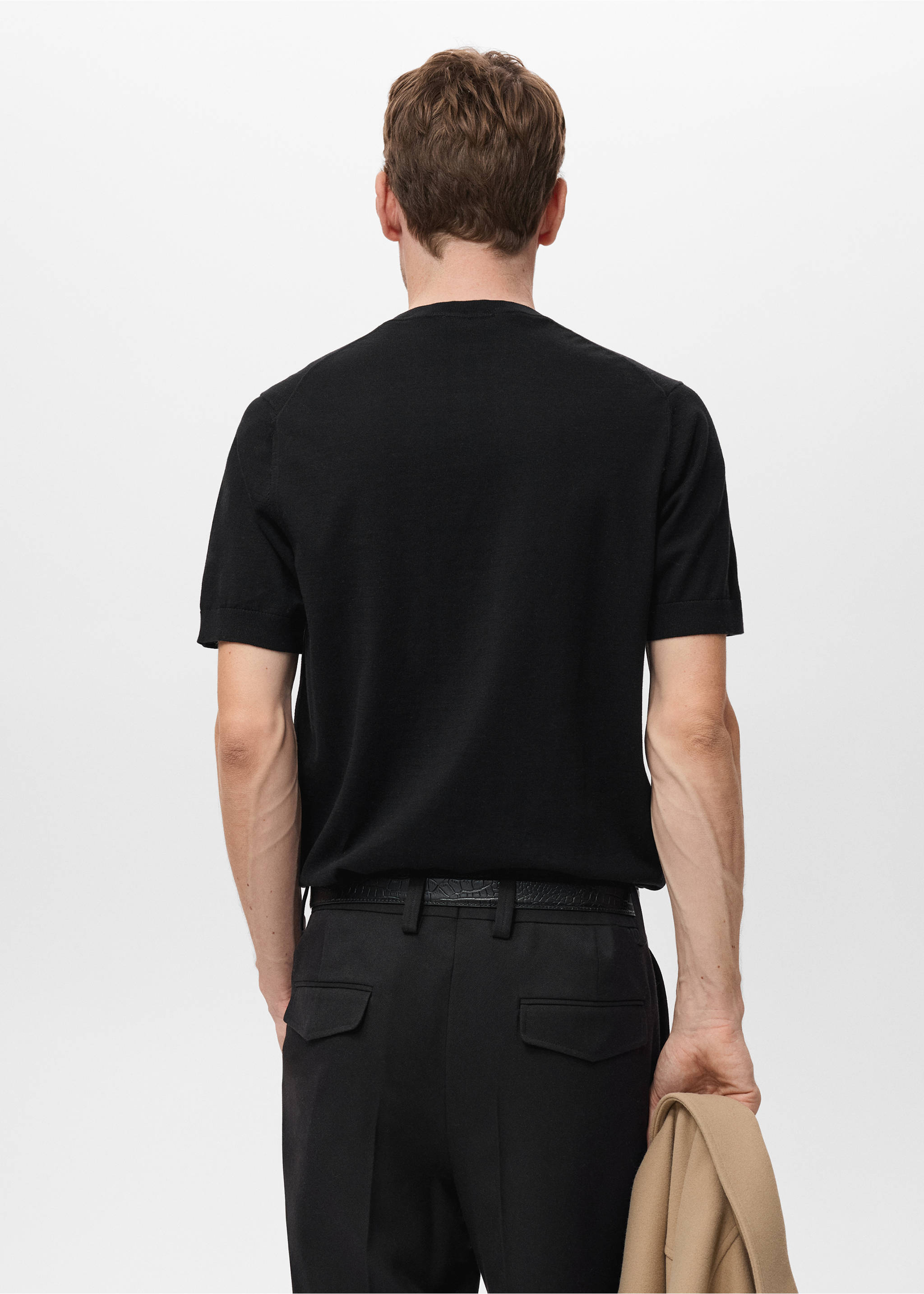 تي شيرت قطني ذو نسيج جيد - الجهة الخلفية للمنتج, أسود. Ref: 17061245-00.