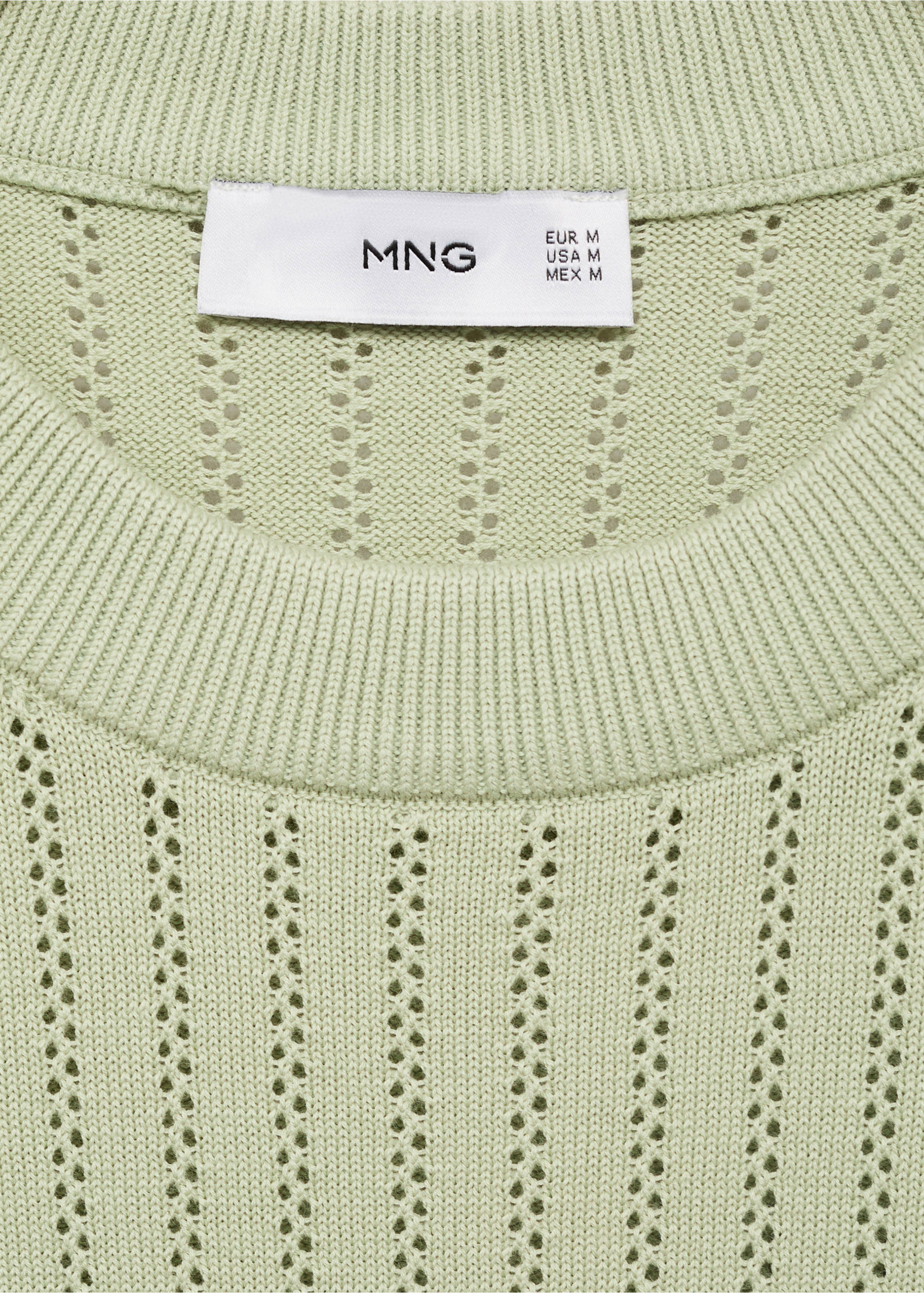 Striped openwork cotton t-shirt - Details of the article 8, Green Apple. Ref: 17061246-00.