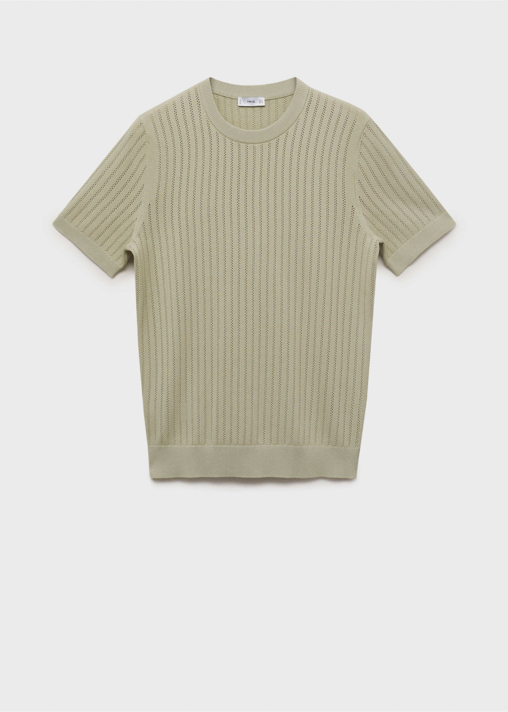 Striped openwork cotton t-shirt - Article without model, Green Apple. Ref: 17061246-00.