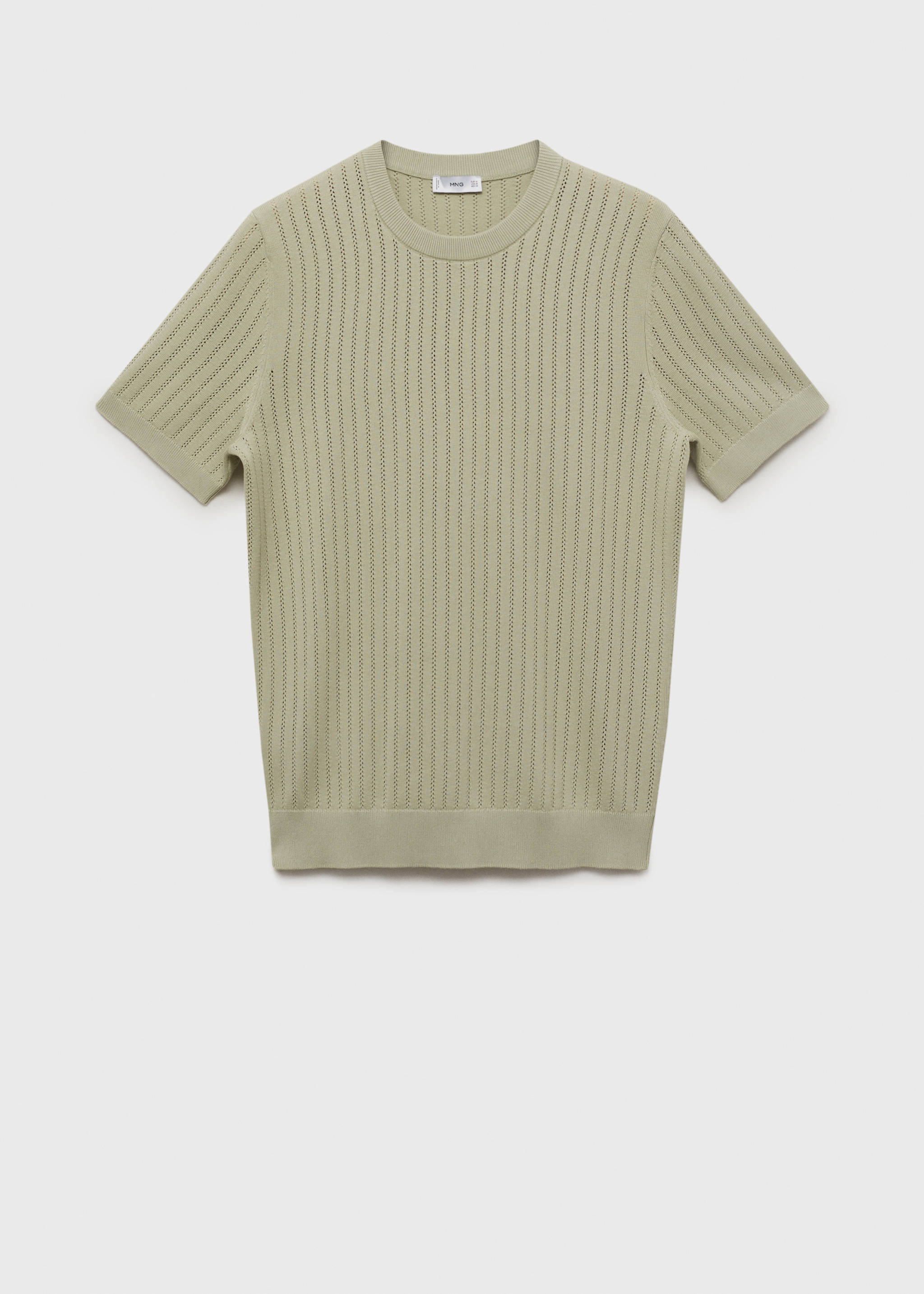 Striped openwork cotton t-shirt - Article without model