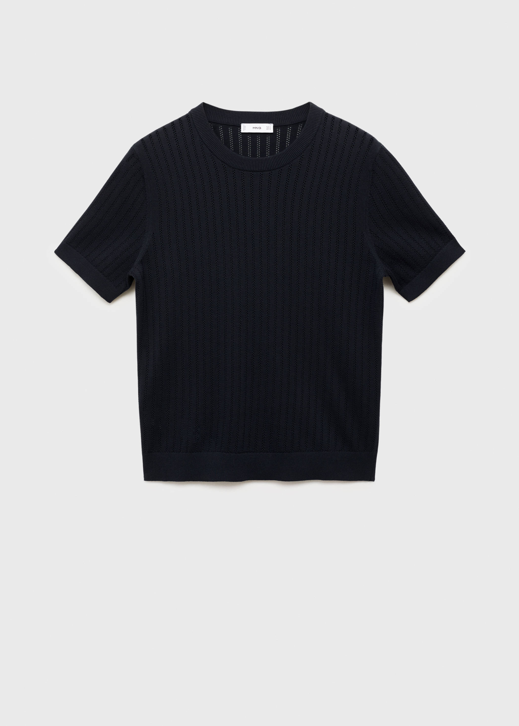 Striped openwork cotton t-shirt - Article without model