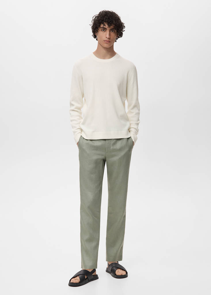 Fine rib-knit cotton sweater — Off White