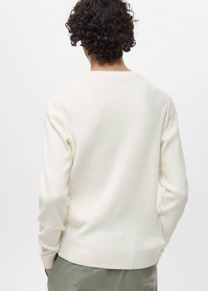 Fine rib-knit cotton sweater — Off White