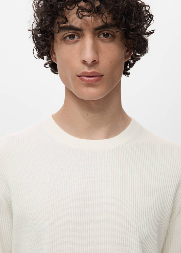 Fine rib-knit cotton sweater — Off White