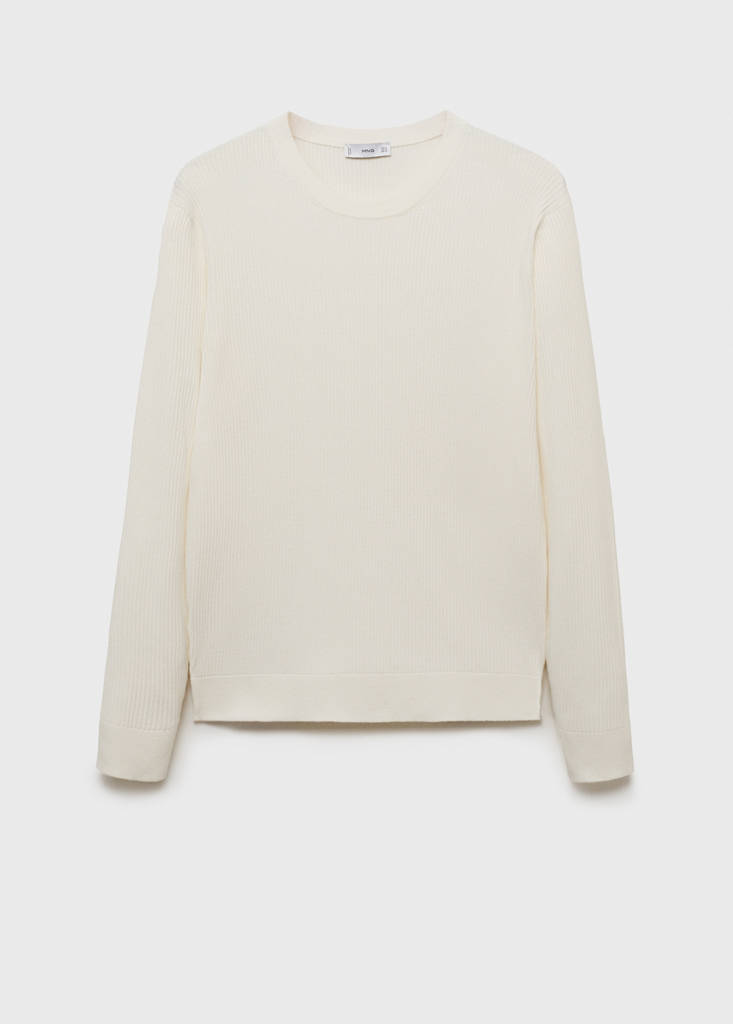 Fine rib-knit cotton sweater — Off White