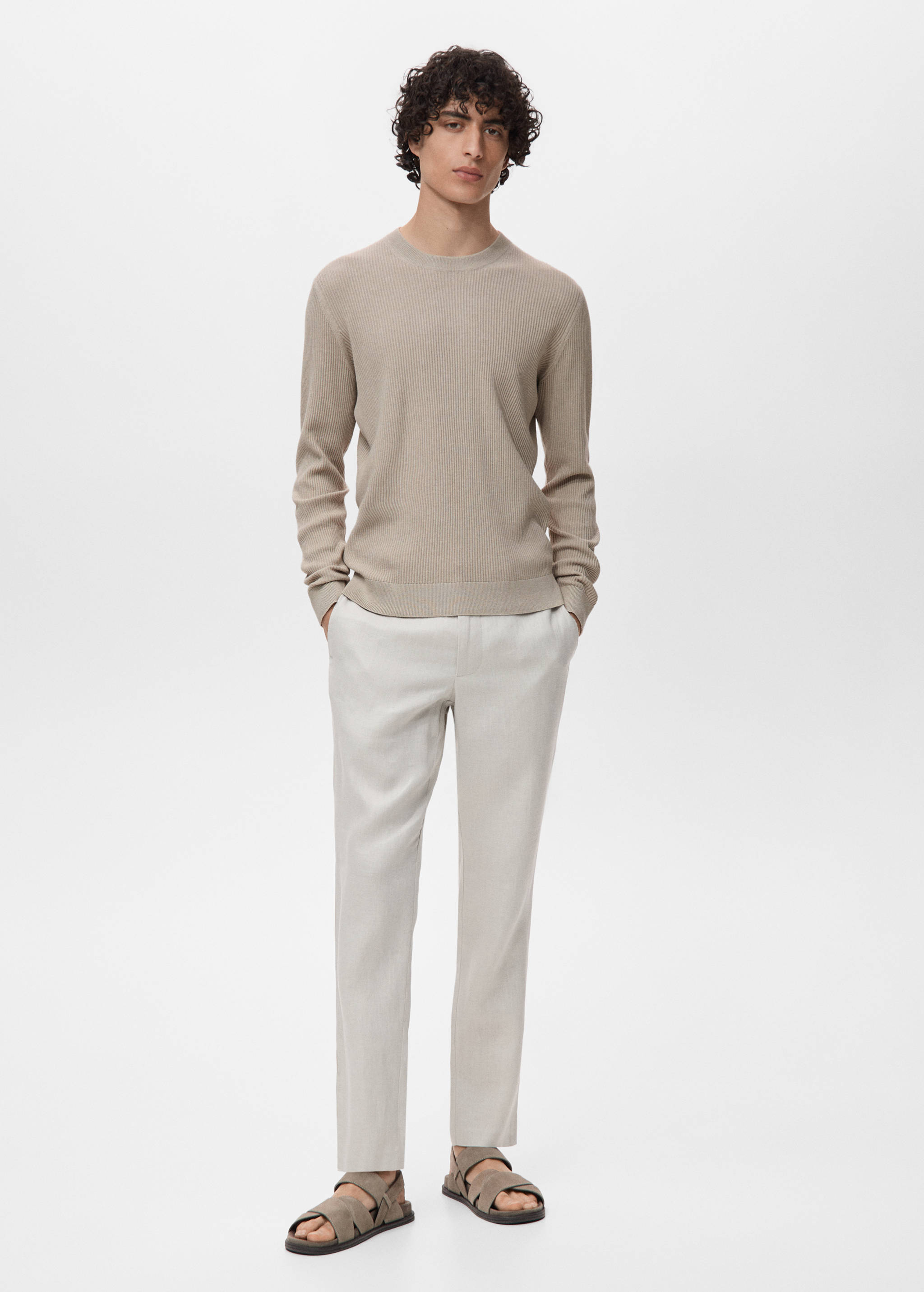 Fine rib-knit cotton sweater - General plane