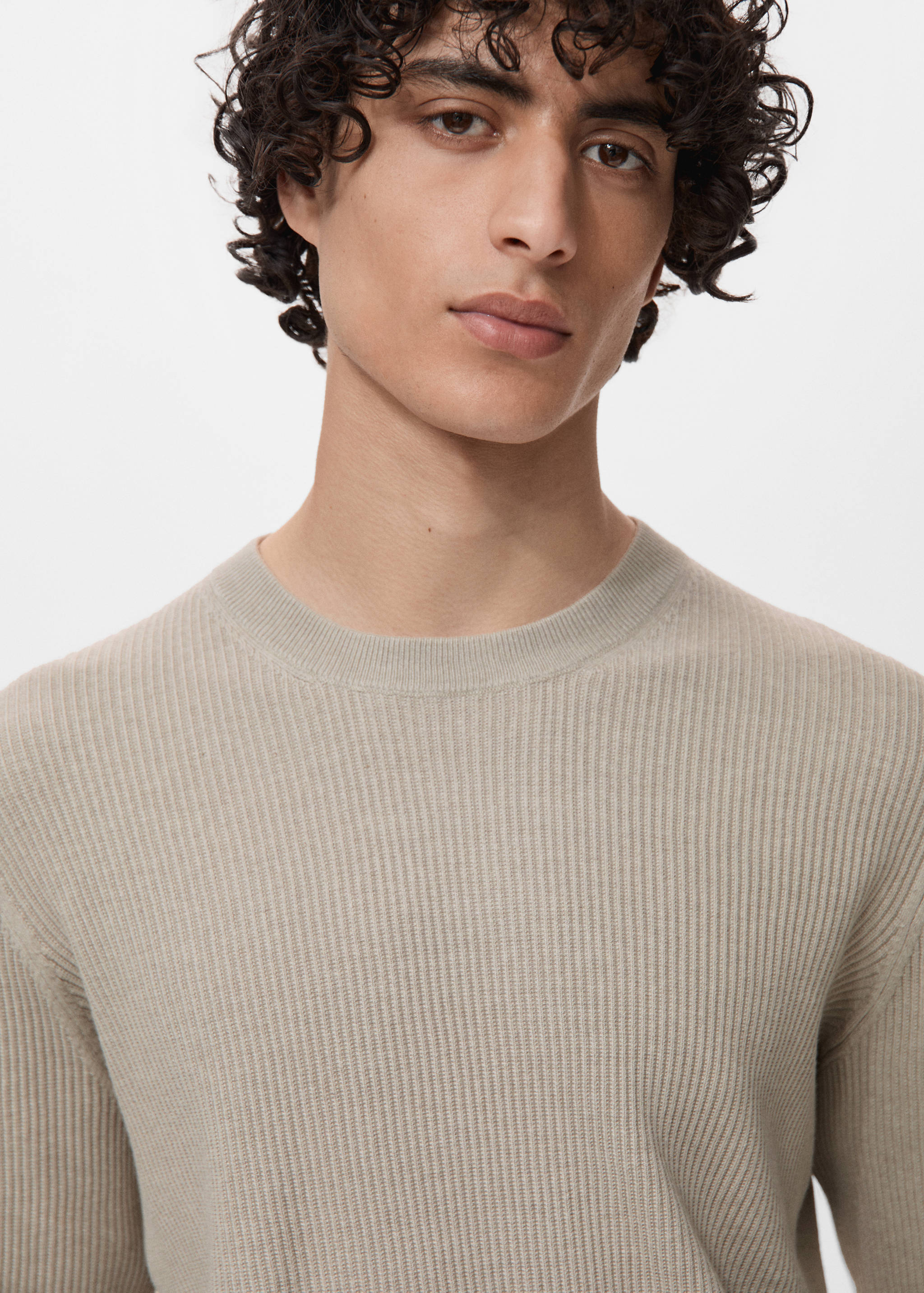 Fine rib-knit cotton sweater - Details of the article 1