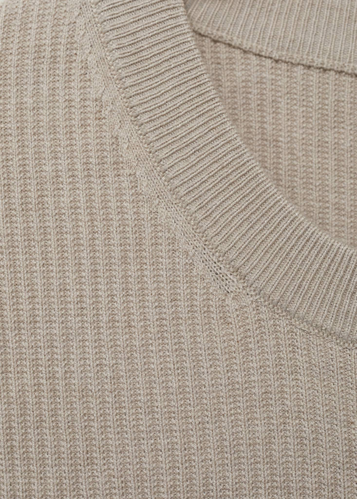 Fine rib-knit cotton sweater — Beige