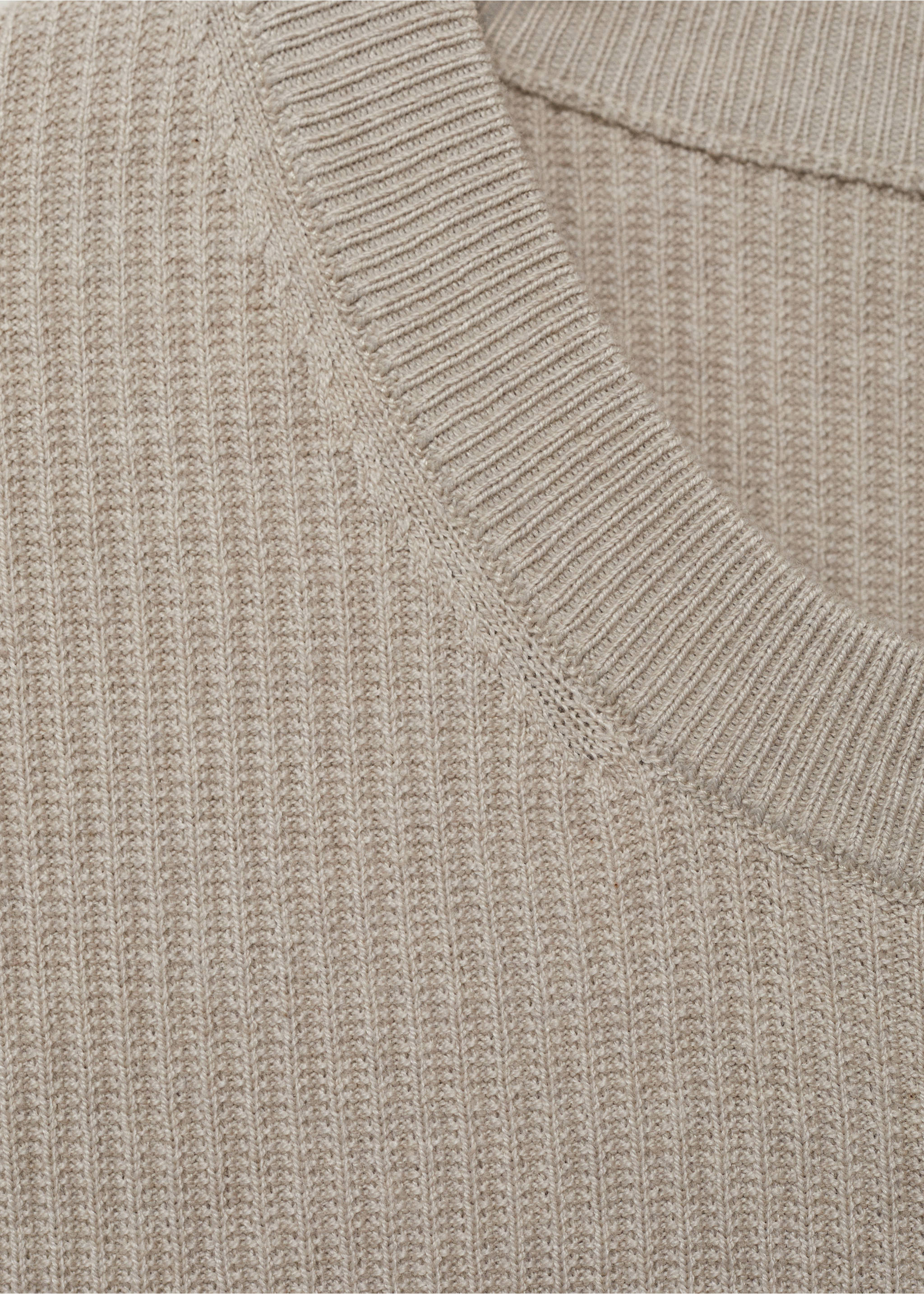 Jersey algodón punto fino canalé - Detalle del artículo 8, Beige. Ref: 17061248-00.