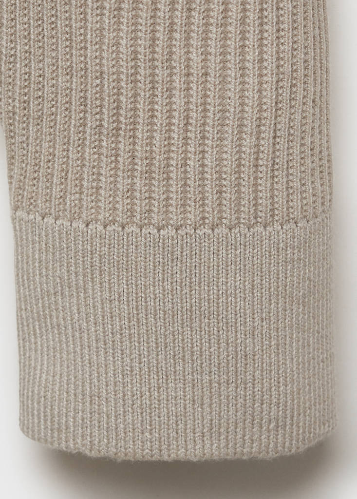 Fine rib-knit cotton sweater — Beige