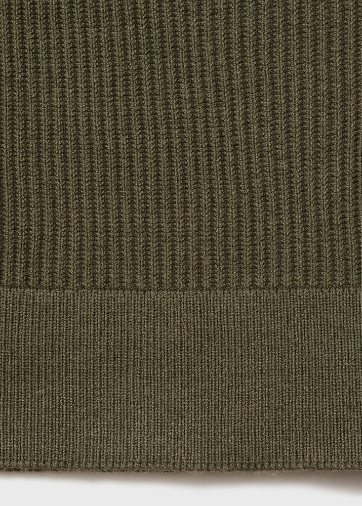 Fine rib-knit cotton sweater — Olive Green