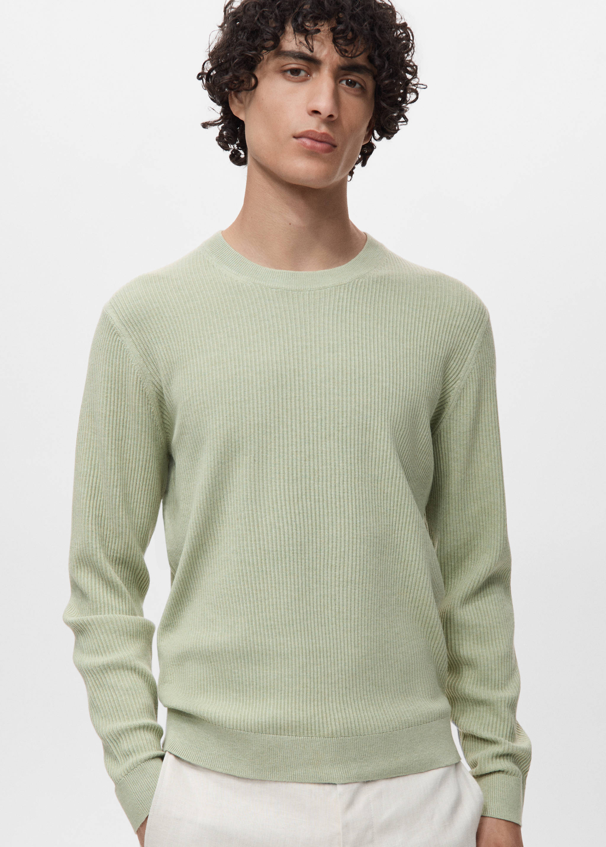 Fine rib-knit cotton sweater - Medium plane