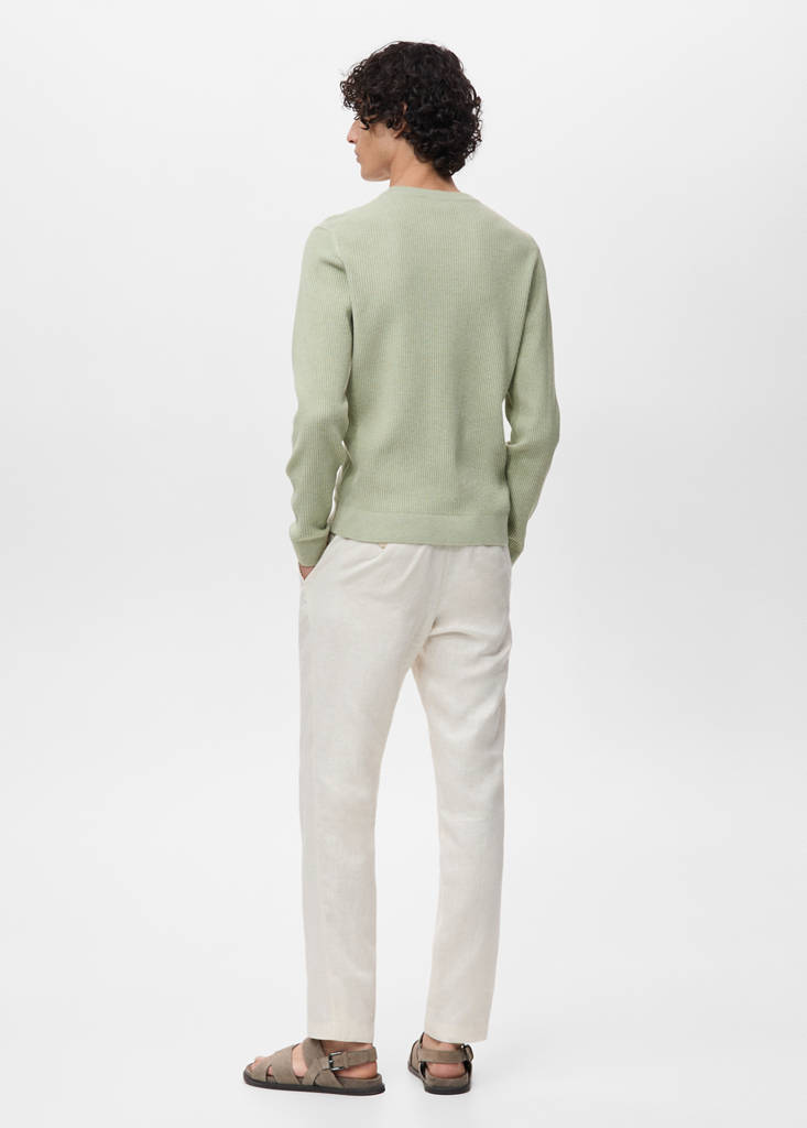 Fine rib-knit cotton sweater — Green Apple