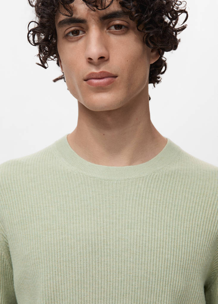 Fine rib-knit cotton sweater — Green Apple