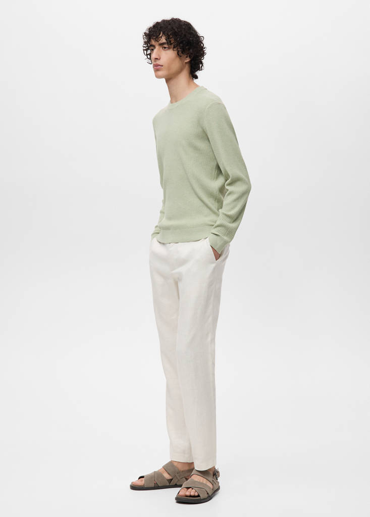 Fine rib-knit cotton sweater — Green Apple