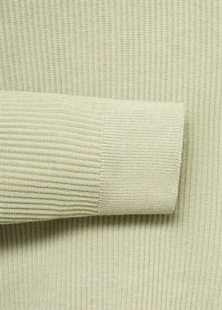 Fine rib-knit cotton sweater — Green Apple