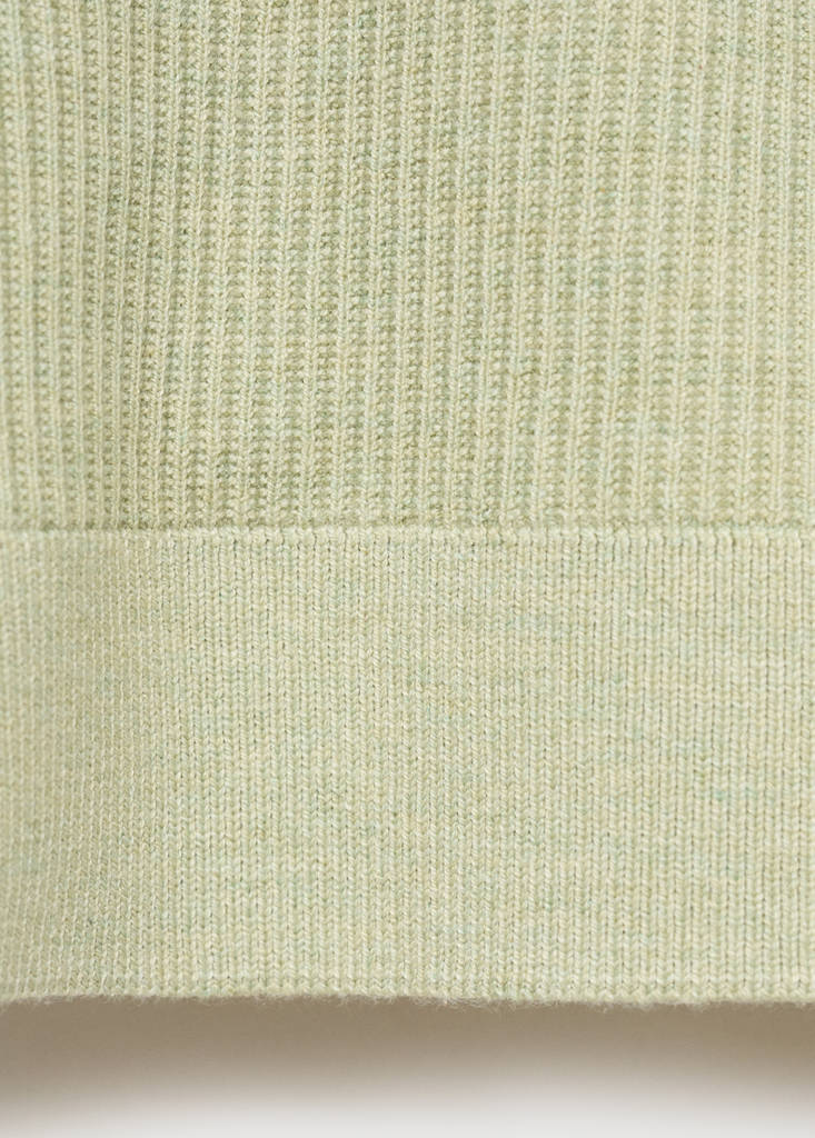 Fine rib-knit cotton sweater — Green Apple