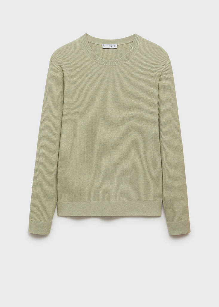 Fine rib-knit cotton sweater — Green Apple