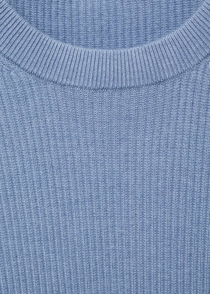 Fine rib-knit cotton sweater — China Blue