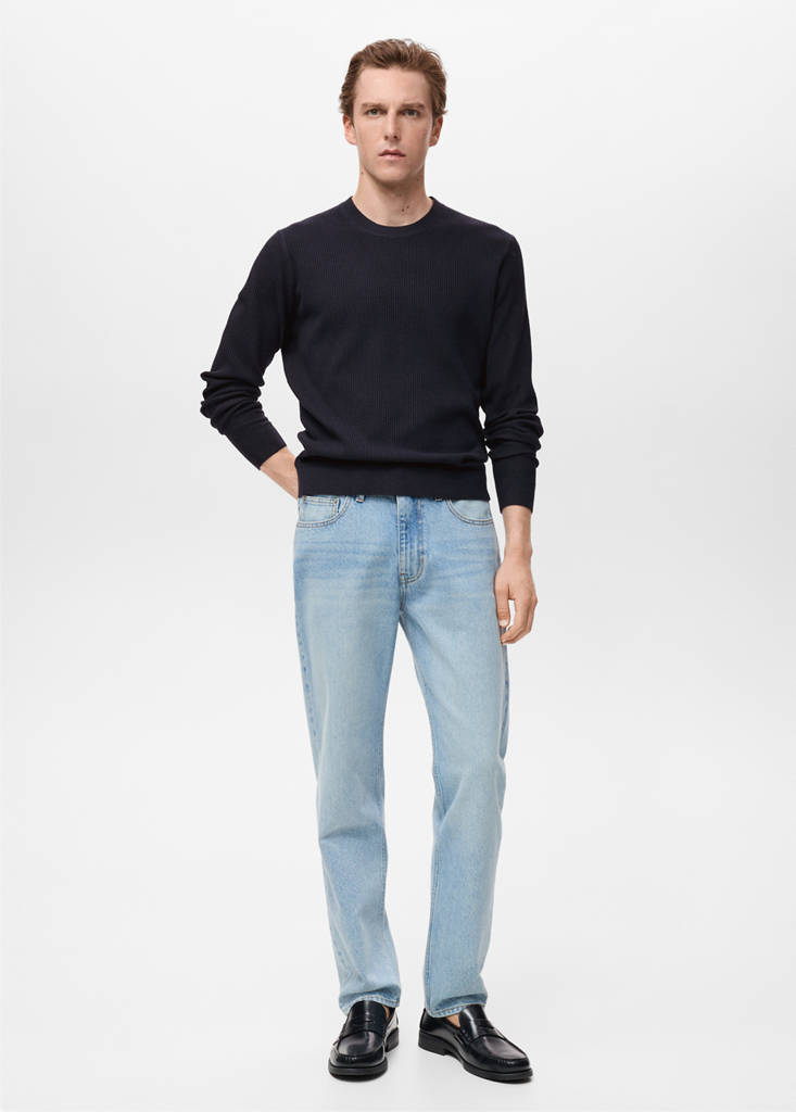 Fine rib-knit cotton sweater — Dark Navy