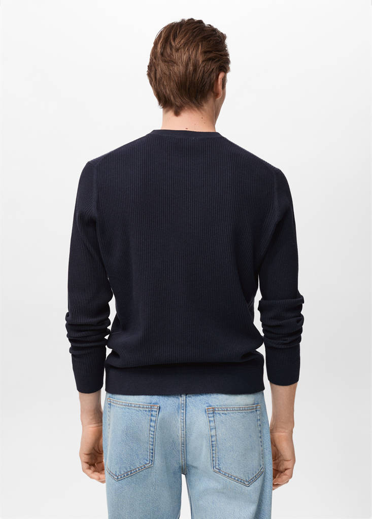 Fine rib-knit cotton sweater — Dark Navy