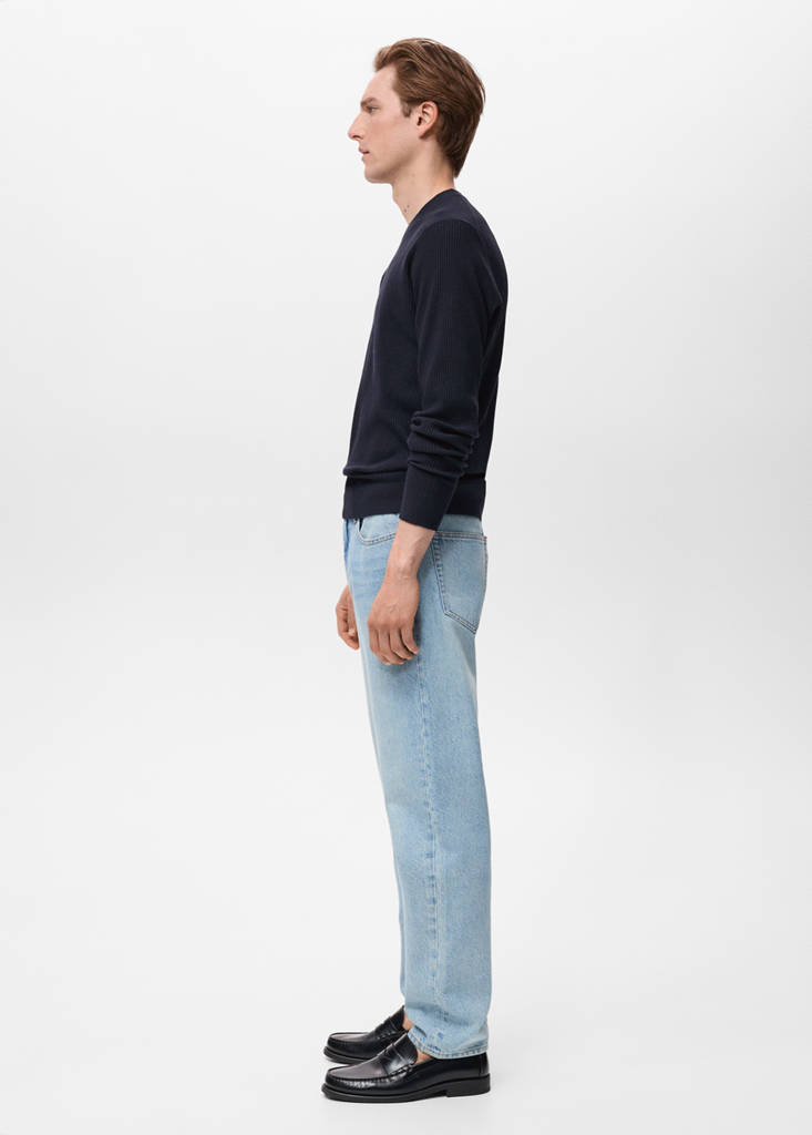 Fine rib-knit cotton sweater — Dark Navy