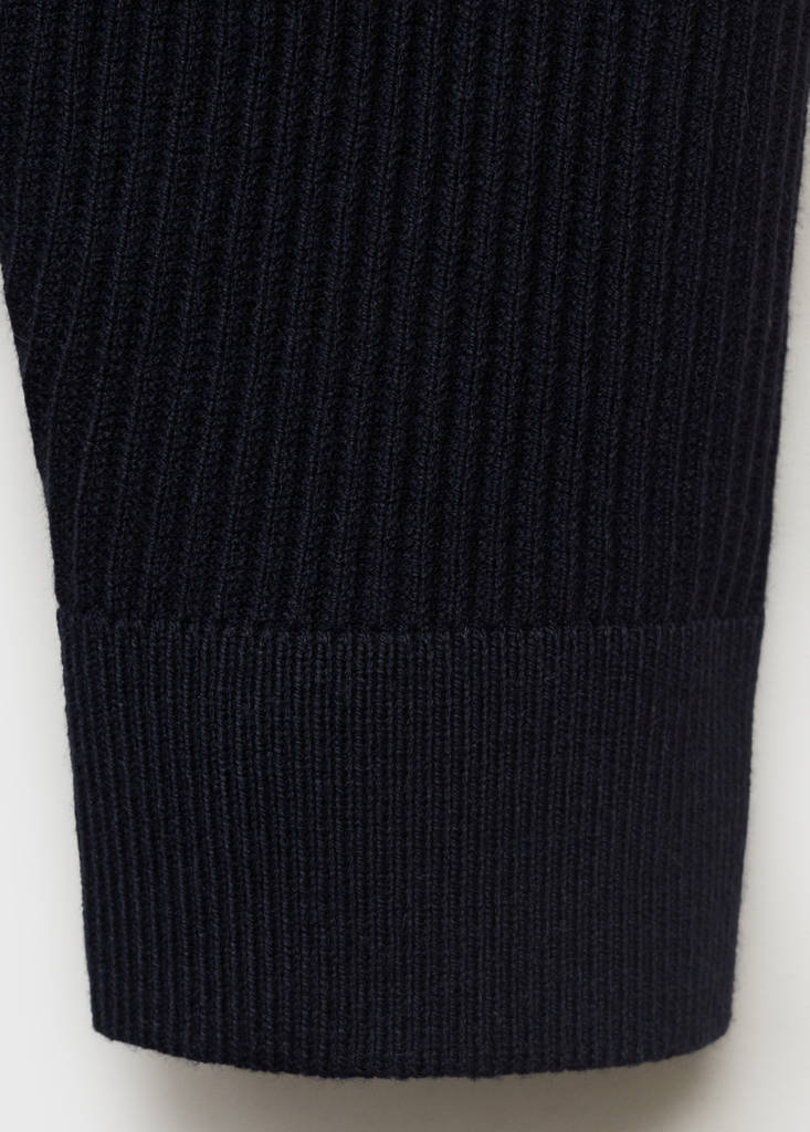 Fine rib-knit cotton sweater — Dark Navy