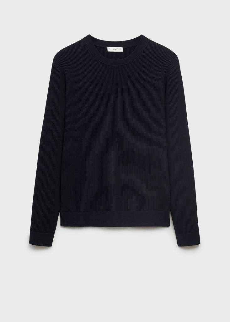 Fine rib-knit cotton sweater — Dark Navy