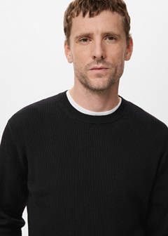 Fine rib-knit cotton sweater — Black 4