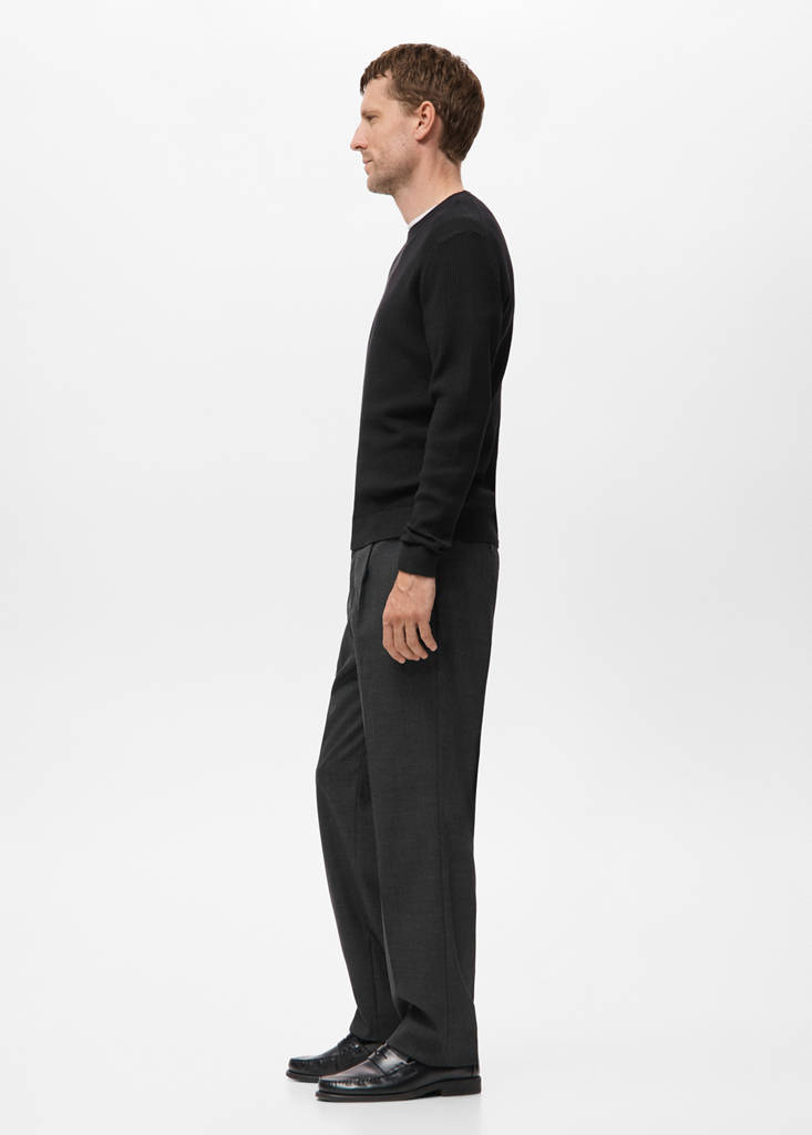 Fine rib-knit cotton sweater — Black