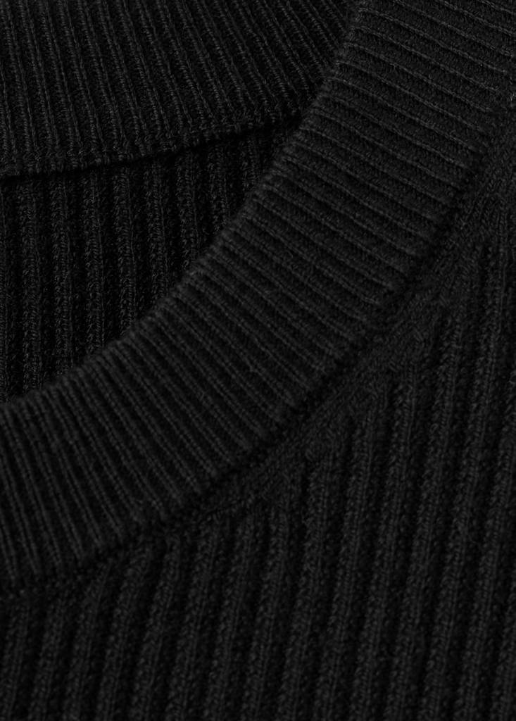 Fine rib-knit cotton sweater — Black