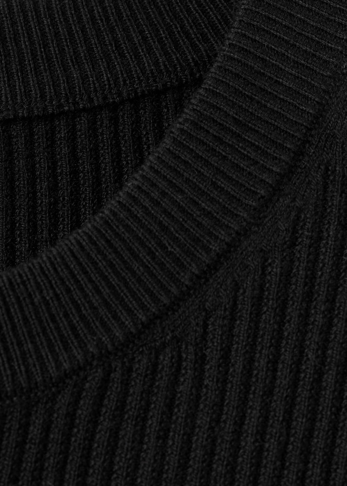 Fine rib-knit cotton sweater — Black