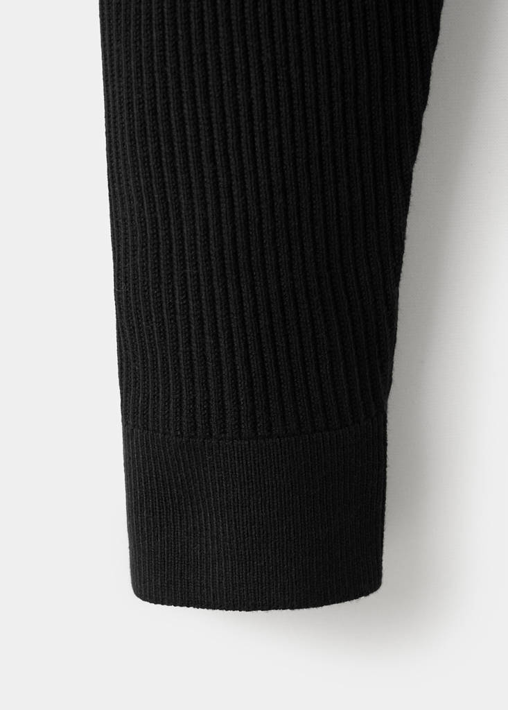 Fine rib-knit cotton sweater — Black