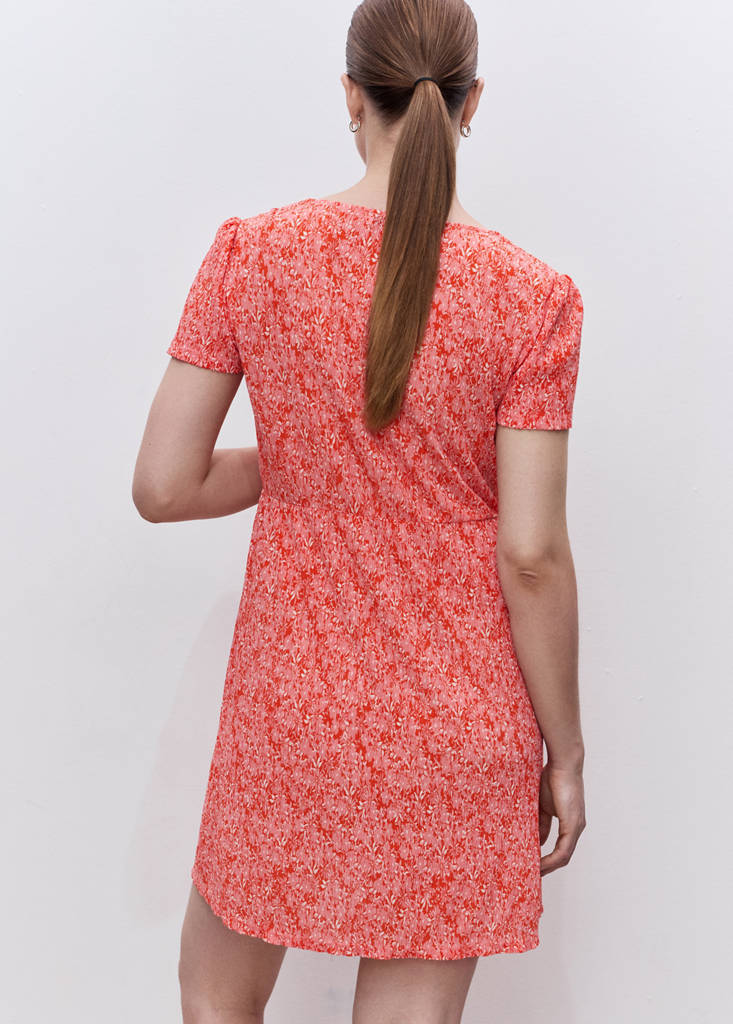 Maternity dress with floral texture — Coral Red