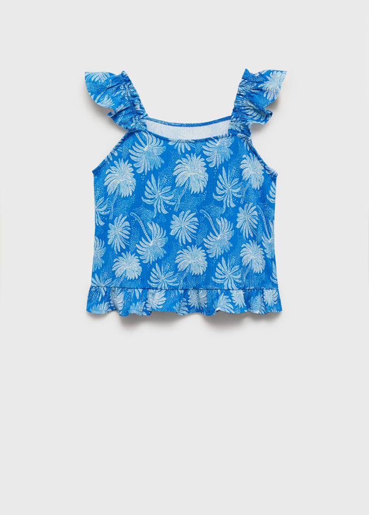 Printed ruffle top — Blue